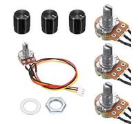 QUARKZMAN 3Set WH148 B50K Ohm Kit Potenziometro, Resistori Variabili A 3 Pinnelli Potenziometro Rotativo Singolo Lineare Con Cavo Di Collegamento Da 20cm, Manopole Rotative Nere, Dadi