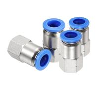 QUARKZMAN 4 Confezione 1/4" NPT Femmina Filettatura Dritta Push to Connect Raccordi, 3/8" Tubo OD x 1/4" NPT Raccordi Aria Ammortizzatori Raccordi Pneumatici (Tono Argento, PCF 10-02)