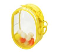 QUARKZMAN 4 Inch Busta Trasparente Per Figure, Mini Busta Impermeabile Per Monete Con Portachiavi E Pompon Per Display Di Bambole Blind Box (Rotonda, Gialla)