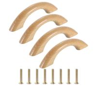 QUARKZMAN 4 Maniglie per Cassetti in Legno, 64 mm/2.5" Distanza tra i Fori a Forma di Ponte in Legno di Faggio per Cassetti di Armadi per Cucina Mobili da Cucina