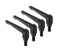 QUARKZMAN 4 manopole per leva di serraggio, M10 x 20 mm, bulloni filettati in acciaio al carbonio all'ossido nero, maniglie regolabili, chiusura rapida, bottoni a pressione, colore nero