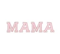 QUARKZMAN 4 Pcs Letter Iron On Patches 1.8" Pearl Rhinestone Letter MAMA Patch Glitter bet Fabric Applique For Clothes Bags Hats DIY Supplies Pink