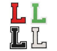 QUARKZMAN 4 Pcs Lettere Da Cucire A Ferro Da 3 Pollici, Applique Ricamate Alfabeto Lettera L Per Abbigliamento Giacca Vestito Cappello Zaini Accessori Fai Da Te, Verde/Rosso/Bianco/Nero