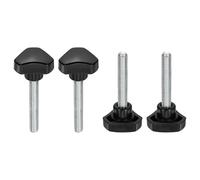 QUARKZMAN 4 Pcs Manopole A Forma Di Triangolo M8 X 40mm (Passo 1.25mm) Filettatura Maschio Metrica Acciaio Al Carbonio Viti Di Serraggio A Mano Perno Filettato Nero