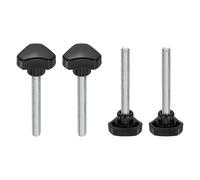 QUARKZMAN 4 Pcs Manopole A Forma Di Triangolo M8 X 60mm (Passo 1.25mm) Filettatura Maschio Metrica Acciaio Al Carbonio Viti Di Serraggio A Mano Perno Filettato Dadi Bulloni Nero