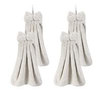 QUARKZMAN 4 Pezze Asciugamani A Mano Con Fiocco E Anello Appendibile 36 x 31 cm Morbido In MicroFibre Peluche Corallino Asciugamani A Mano Con Fiocco Appendibili Rapido Asciugatura E