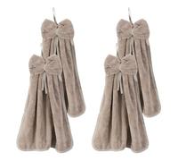 QUARKZMAN 4 Pezze Asciugamani A Mano Con Fiocco E Passante, 36 X 31 Cm Morbido MicroFibre Fiocco Asciugamani Appesi Per Mani Asciugatura Rapida E Lavabile Per Casa Bagno Cucina, Marrone