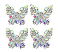 QUARKZMAN 4 Pezze Farfalle Con Strass, Applicazioni Con Perline A Ferro Da Stiro, Toppe Per Riparare E Decorare Cappello BorsE Scarpe Accessori Fai Da Te, Colore AB