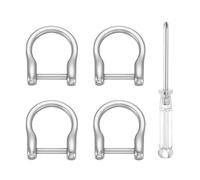 QUARKZMAN 4 Pezzi Anelli A D A Vite Con Gancio 5/9" Ferro Di Cavallo A Forma Di U Semicerchio Portachiavi Con Cacciavite Per Accessori Collare Chiavi Artigianato Pelle, Argento Opaco