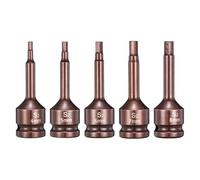 QUARKZMAN 4 Pezzi Boccaglio Esagonale Ad Urto Attacco 1/2"4H+5H+6H+7H+8H (4+5+6+7+8mm) Boccagli Esagonali Lunghezza 3"Acciaio S2 Adattatore Boccaglio Chiave Ad Urto Metrica
