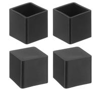 QUARKZMAN 4 Pezzi Cappucci per Gambe di Mobili in Gomma, 20x20mm Gommini Tappi Terminale per Sedie Rettangolari Copripiedi Protezioni per Pavimenti Tavoli Sedia Piedini Macchinari (Nero)