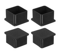 QUARKZMAN 4 Pezzi Cappucci per Gambe di Mobili in Gomma, 38x38mm Gommini Tappi Terminale per Sedie Rettangolari Copripiedi Protezioni per Pavimenti Tavoli Sedia Piedini Macchinari (Nero)