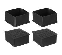 QUARKZMAN 4 Pezzi Cappucci per Gambe di Mobili in Gomma, 60x60mm Gommini Tappi Terminale per Sedie Rettangolari Copripiedi Protezioni per Pavimenti Tavoli Sedia Piedini Macchinari (Nero)