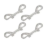QUARKZMAN 4 Pezzi Ganci a Scatto Doppi 88mm Lega di Zinco Argento | per secchio d'acqua, mangime per Cavallo, amache, portachiavi, interni E esterni