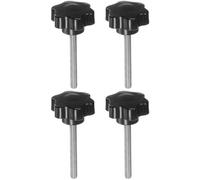 QUARKZMAN 4 Pezzi Pomelli a Stella M8 x 70mm Vite Filettata in Acciaio Inossidabile 304, 46mm Manopola Zigrinata Vite a Testa Zigrinata a 6 Stelle Plastica Impugnatura Manopola, Nero