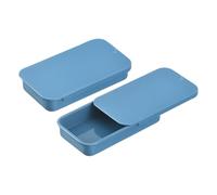 QUARKZMAN 4 Pezzi Scatola in Latta metallo, 2.4x1.3x0.4 Pollici Scatole in Latta con Coperchio Scorrevole Vuote Scatola di Stoccaggio Rettangolare Portatile Mini Scatola in Latta, Blu