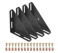 QUARKZMAN 4 Pezzi Staffe Angolari, 6.89" Staffa A L In Acciaio Al Carbonio, Supporto Angolare Con Viti Per Scaffalature In Legno Mobili, Nero