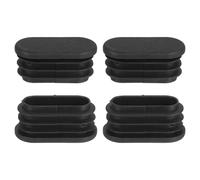 QUARKZMAN 4 Pezzi Tappi per Fori in Plastica, 34x16mm Tappo Terminale per Tubo Ovale Piedini Inserimento Tubi Metallici Copriforo per Gambe di Sedie Tavolo Recinzioni, Nero
