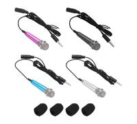 QUARKZMAN 4 Pz Mini Microfono, Mini Mic Piccolo Microfono Telefono Mic Piccolo Microfono con Copertura in Spugna per Registrare la Voce del Telefono, Rosa Accesso/Nero/Argento/Blu