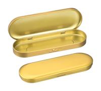 QUARKZMAN 4 Pz Scatola in Metallo, 6.9x2.4x0.7 Pollici Scatola Ovale con Coperchio Cerniera Vuota Mini Contenitori Portatili per Caramelle Pin Disegno Artigianato, Oro