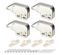 QUARKZMAN 4 Set Spingere per Aprire Porta Gancio Ferro Automatico Molla Caricato Spinta in Tocco Chiusure per Porta Armadio Guardaroba (48mm Argento)