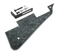 QUARKZMAN 4 Strati LP Pickguard Per Chitarra, 2 Fori Pickguard Per Chitarra Elettrica Scratch Plate Con Staffa Cromata Nera Per Les Standard Series, Perline Perle Nera