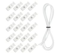 QUARKZMAN 40 Pcs Fermacordini a Doppio Foro con Cordino Elastico da 39 Pollici, Fermacordini in Plastica con Molla e Cordino Elasticizzato per Lacci, Cordini e Paracord, Bianco