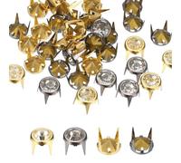 QUARKZMAN 40 pezzi Borchie di Strass 8mm Oro&Bianco+Grigio&Bianco | Perline a Artiglio in Cristallo, Rivetti a Artiglio, Punte Punk, Testa di Chiodo Appuntito, per Cinture in Pelle Fai da Te