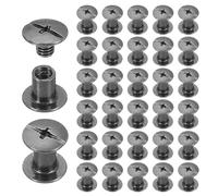 QUARKZMAN 40 Set Di Rivetti A Vite Chicago M5x6mm Viti A Testa Phillips Metalliche Chiodi Rivetto Spinotti Connettori Per Fai Da Te Cintura Borsa Artigianato Legatoria Nero