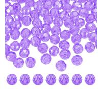 QUARKZMAN 400 Pezzi Perline Acriliche Rotondo A Facette 8mm DIY Blu Viola | Perle Spaziatrici Cristallo Sciolto, Per Bracciali Collane Portachiavi, Artigianato Creazione Gioielli