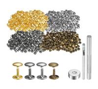 QUARKZMAN 400 Set di Rivetti in Pelle 12 x 12mm Elementi Fissaggio Borchie Rivetto a Doppio Cappuccio Metallo con 3 Attrezzi Montaggio per Artigianato Pelle Riparazioni, 4 Colori