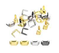 QUARKZMAN 40pz Graffette in Ottone per Pelle, 8x5mm Rivetti a Due Punte Artiglio, Ring a Cinghia Pelle Forma Rettangolare per Riparazione Connettore Pelle Custode Cintura, 4 Colori
