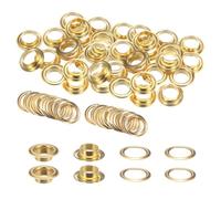 QUARKZMAN 40Set Occhielli per Teloni con Rondelle 12mm Occhiello Strumento Metallici color Rame per Tende in Tessuti Cinture in Pelle Scarpe Borse DIY, Oro (Perforatrice Non Inclusa)