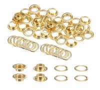 QUARKZMAN 40Set Occhielli per Teloni con Rondelle 14mm Occhiello Strumento Metallici color Rame per Tende in Tessuti Cinture in Pelle Scarpe Borse DIY, Oro (Perforatrice Non Inclusa)
