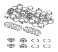 QUARKZMAN 40Set Occhielli per Teloni con Rondelle 14mm Occhiello Strumento Metallici color Rame per Tende Tessuti Cinture in Pelle Scarpe Borse DIY, Tono Argento (Perforatrice Non Inclusa)