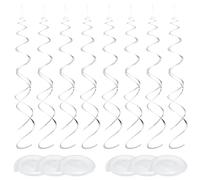 QUARKZMAN 42 Pezzi Decorazioni A Sospensione Spirale Bianche, Spiraline di Plastica per Feste Decorazione Soffitto Code Gemelle Spirali per Compleanno Matrimonio Anniversario