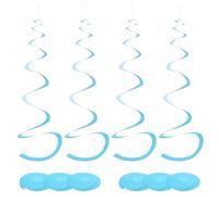 QUARKZMAN 42 Pezzi Decorazioni A Sospensione Spirale Blu Chiaro, Spiraline in Plastica per Feste Decorazione Soffitto Code Gemelle per Compleanni Matrimoni Anniversari Natale