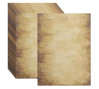 QUARKZMAN 48 Fogli Carta Cotone Vintage Per Stampante Carta Con Bordi Spessi 120 GSM Mappa Anticata Per Lettere Inviti Matrimonio 8 x 11 Inch Macchiolina Marrone Chiaro