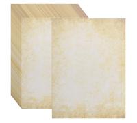 QUARKZMAN 48 Fogli Carta Di Cotone Vintage Per Stampante Con Bordi Decorati Spessa 120 GSM, Mappa Anticata Per Lettere, Inviti, Matrimoni-8 X 11 Pollici, Beige Chiaro