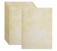QUARKZMAN 48 Fogli Di Carta Di Cotone Vintage Con Bordi Stampa Spessa 120 GSM, Mappa Classica Invecchiata Per Scrivere Lettere, Inviti, Matrimonio-8 X 11 Pollici, Beige Lineare