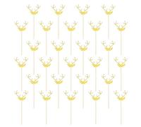 QUARKZMAN 48 Pcs Animal Horns Cupcake Toppers, Glitter Cupcake Picks With Glue Points, Cake Decorations For Wedding Birthday Theme Party Supplies, Golden