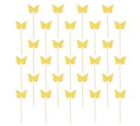 QUARKZMAN 48 Pcs Cime Per Cupcake A Farfalla, Picchetti Per Cupcake Con Paillettes E Punti Di Colla, Decorazioni Per Torte Per Matrimoni Completti Feste A Tema, Oro