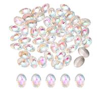 QUARKZMAN 48Pcs Cristalli Ovali A Punta, 10 x 14mm Cristalli Ovali A Taglio Vetro Cristalli A Punta Perchè Decorazioni Unghie Bijoux Fai da Te Artigianato Scarpe Cristallo, AB Bianco