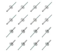 QUARKZMAN 4mm x 20mm Cieco Rivetti x 20pz Alluminio Aperto Fine Grande Flangia Rivetto per Metallo e Plastica e Pelle, [Argento Tono]