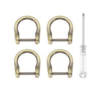 QUARKZMAN 4Pcs Anelli A D Con Vite A Ganci 5/8" Metallo A Forma Di Ferro Di Cavallo A U Semicerchio Portachiavi Con Cacciavite Per Accessori Per Collari Portachiavi, Oro Nero Spazzolato