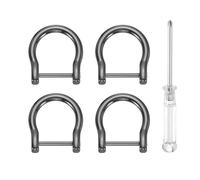 QUARKZMAN 4Pcs Anelli A D Con Vite Da 3/4" In Metallo A Forma Di Ferro Di Cavallo A U Semicircolo Portachiavi Con Cacciavite Per Accessori Collare Portachiavi Artigianato Fai Da Te, Nero