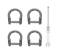 QUARKZMAN 4Pcs Anelli A D Con Vite Ghiera 1/2" Metallo Ferro Di Cavallo Forma A U Semicerchio Anello A D Portachiavi Con Cacciavite Per Accessori Collare Portamonete Artigianato, Nero