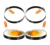 QUARKZMAN 4Pcs Anelli Per Uova 6" Acciaio Inossidabile Antiaderente Anello Per Cottura Pancake Con Manico In Silicone Per Griglia Uova Fritte Sandwich Omelette Colazione