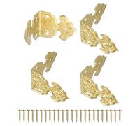 QUARKZMAN 4Pcs Angolari A Forma Di L Vintage In Ottone Stampato Angolari Decorativi 1 X 0.7 Pollici Protezioni Angolo Con Chiodini Di Fissaggio Guardia Bordo Scatola Stile Retro (Ottone)