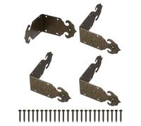 QUARKZMAN 4Pcs Angolari Vintage In Ottone Stampato A Forma Di L Decorativi 2 X 1 Pollice Protettori Per Angoli Con Chiodi Di Montaggio Guardia Per Bordi Scatola Stile Retro (Bronzo)